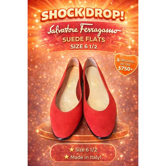 Salvatore Ferragamo Shoes - 💥#14 SHOCK DROP SALVATORE FERRAGAMO SUEDE FLATS! SIZE 6 1/2
